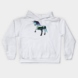 Nightsky aurora borealis unicorn Kids Hoodie